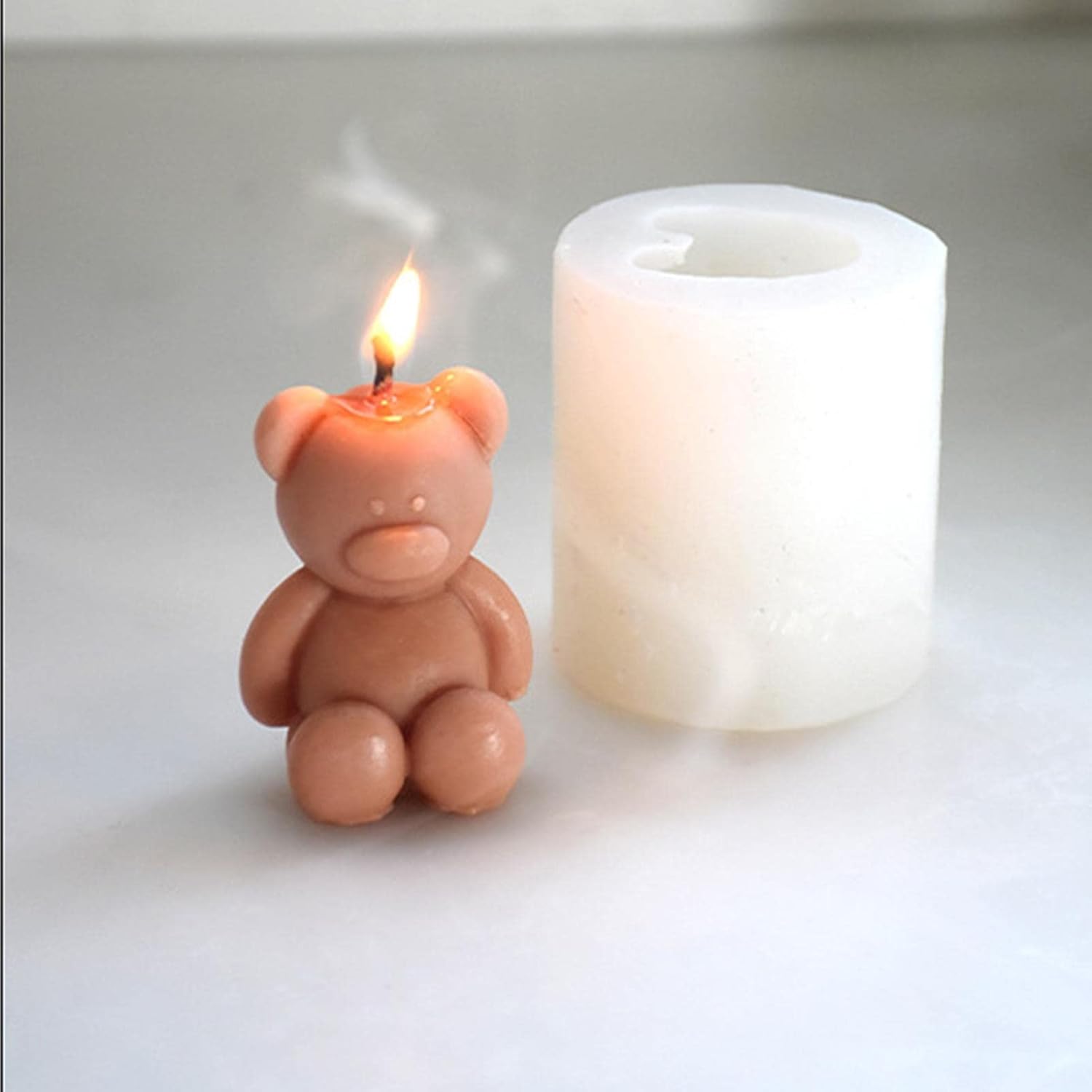 Moldes de silicona de oso 3D, 13 piezas de moldes de vela de resina de animales lindos, moldes de fundición de resina epoxi de oso de dibujos