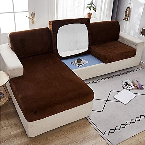 CAMZ NZTQDR – Funda de cojín elástica de terciopelo para sofá individual en forma de L, funda para sofá Chaise Longue para sofá de 1, 2, 3 cojines,