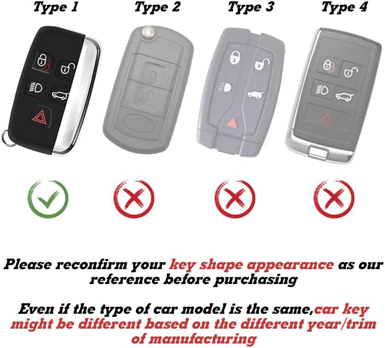 x xotic tech Funda para llavero compatible con Range Rover Evoque Discovery LR4 Land Rover Sport o Jaguar XF XJ F-PACE F-Type 5 botones, protección