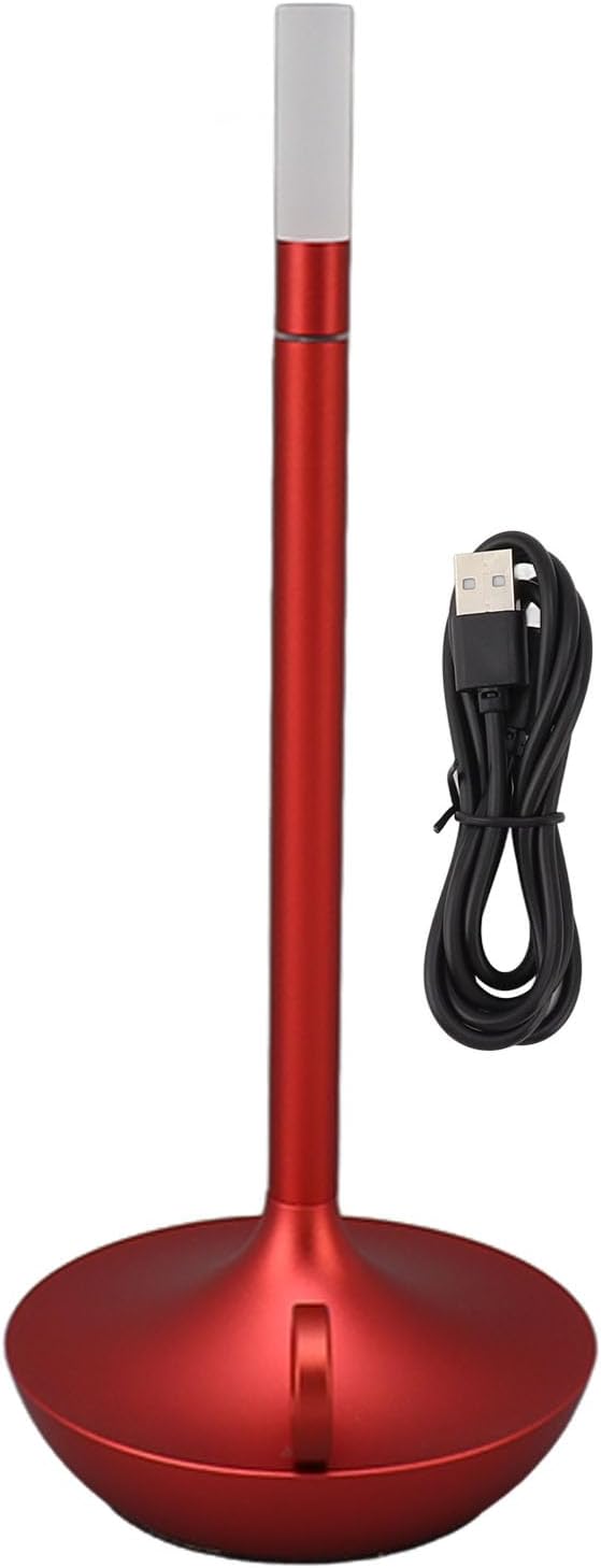 Hyuduo Lámpara de mesa inalámbrica, innovadora forma de vela, lámpara de escritorio LED recargable con 3 niveles de brillo, aspecto elegante para