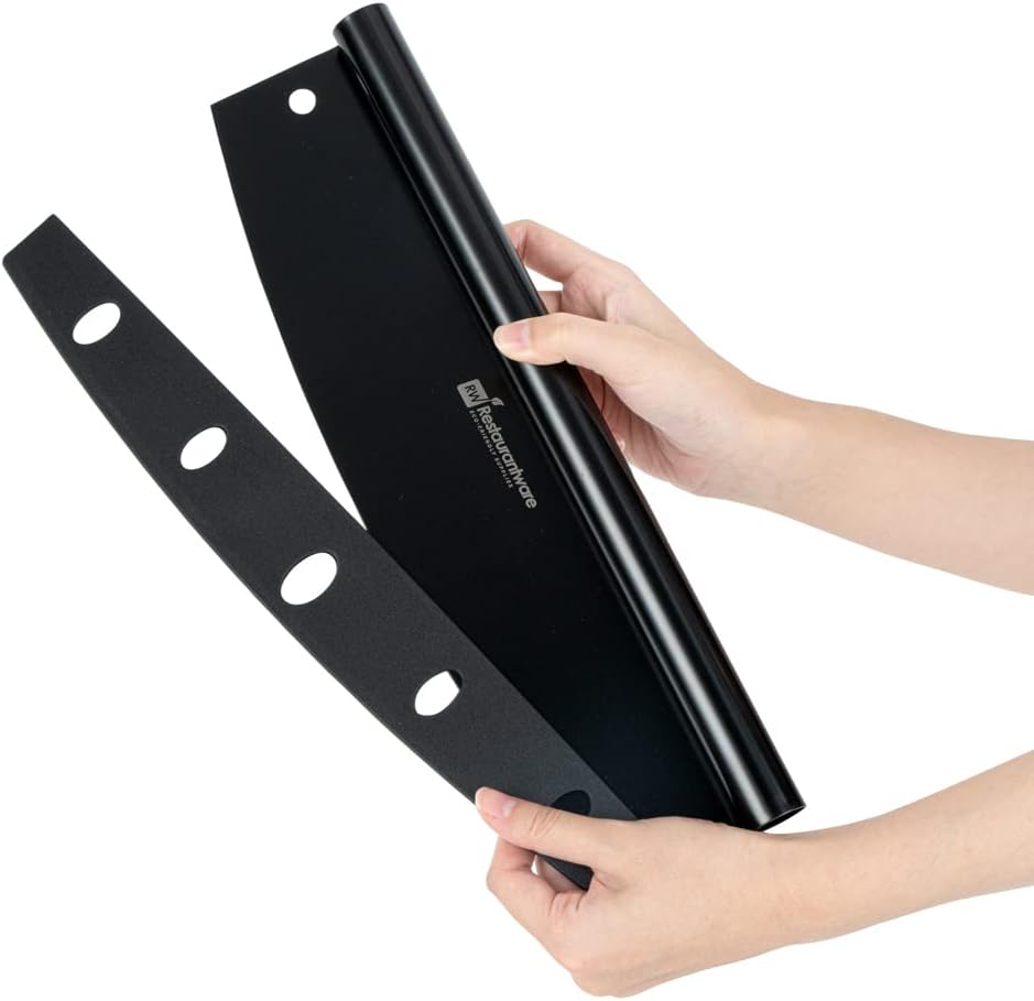 Restaurantware Met Lux – Cortador de pizza de acero inoxidable negro, con tapa, 13 34 x 3 12 pulgadas, caja de 1 unidad