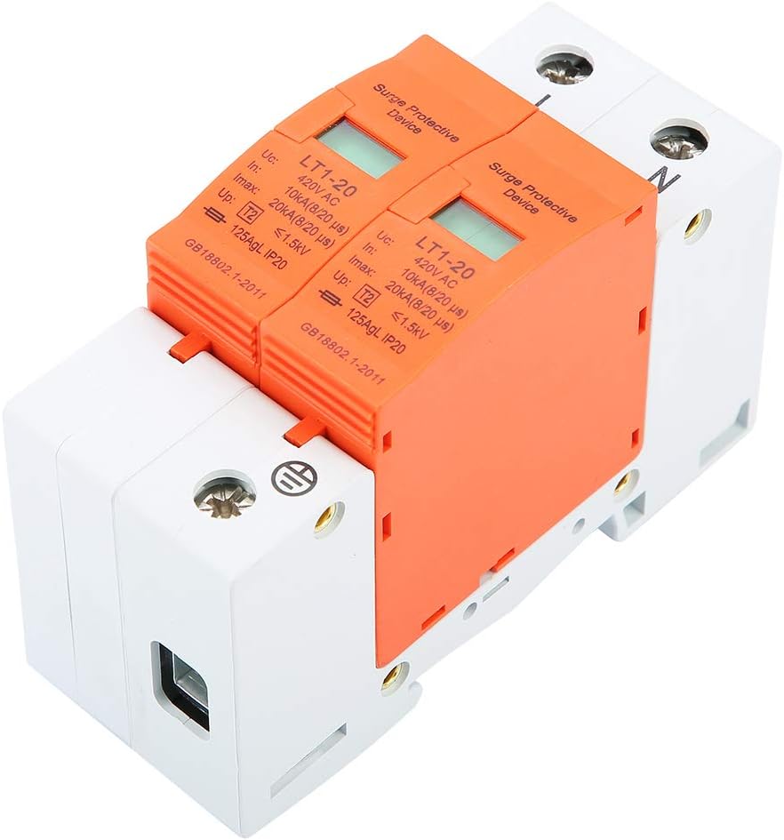 Dispositivo de protección de 2 polos, 1 unidad, protector de montaje en riel DIN, dispositivo de bajo voltaje, 10-20KA 420V, protección electrónica