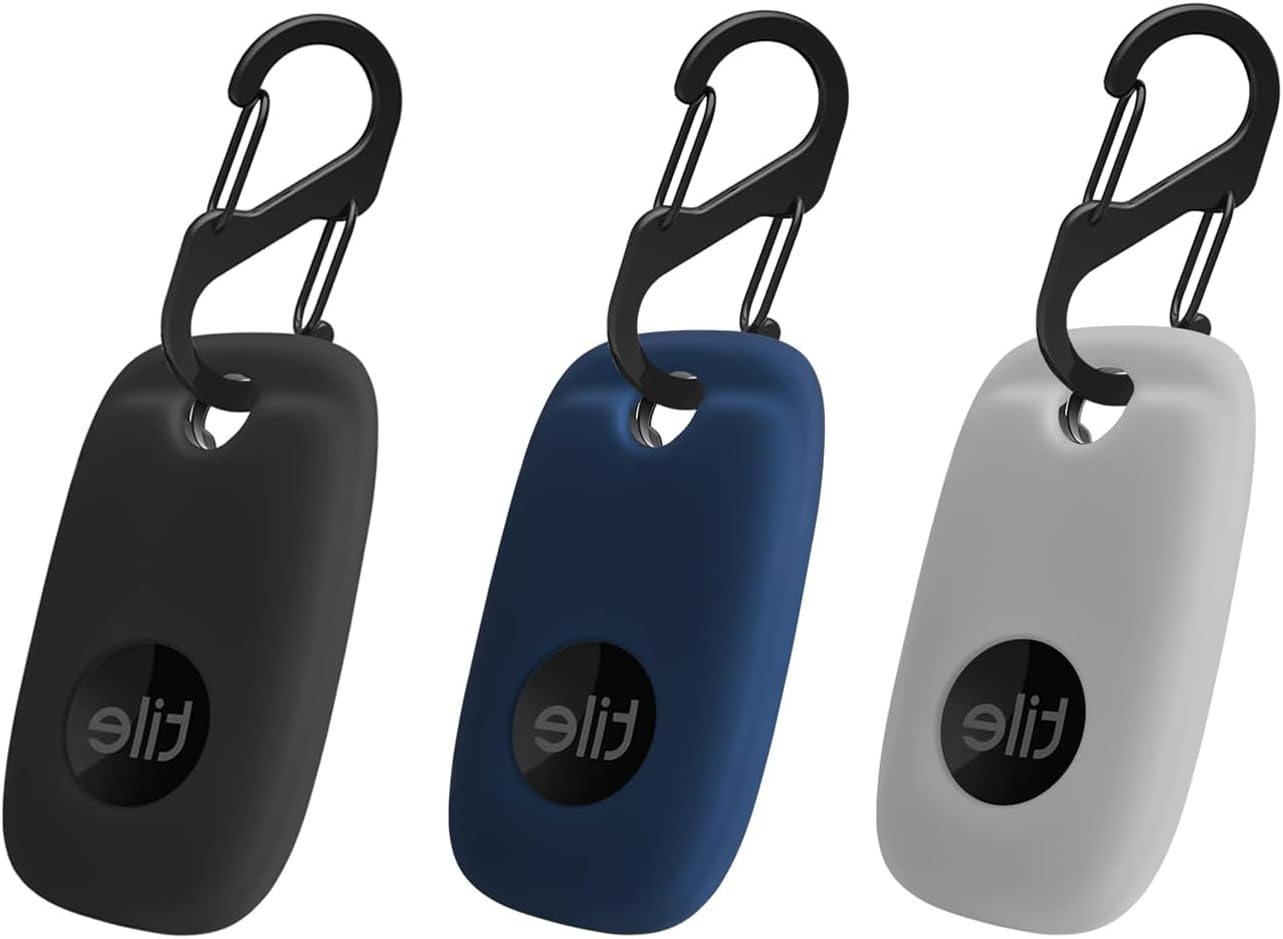 Funda para Tile Pro, funda de silicona suave que absorbe los golpes con accesorios de mosquetón, negro, azul y gris, 3 unidades