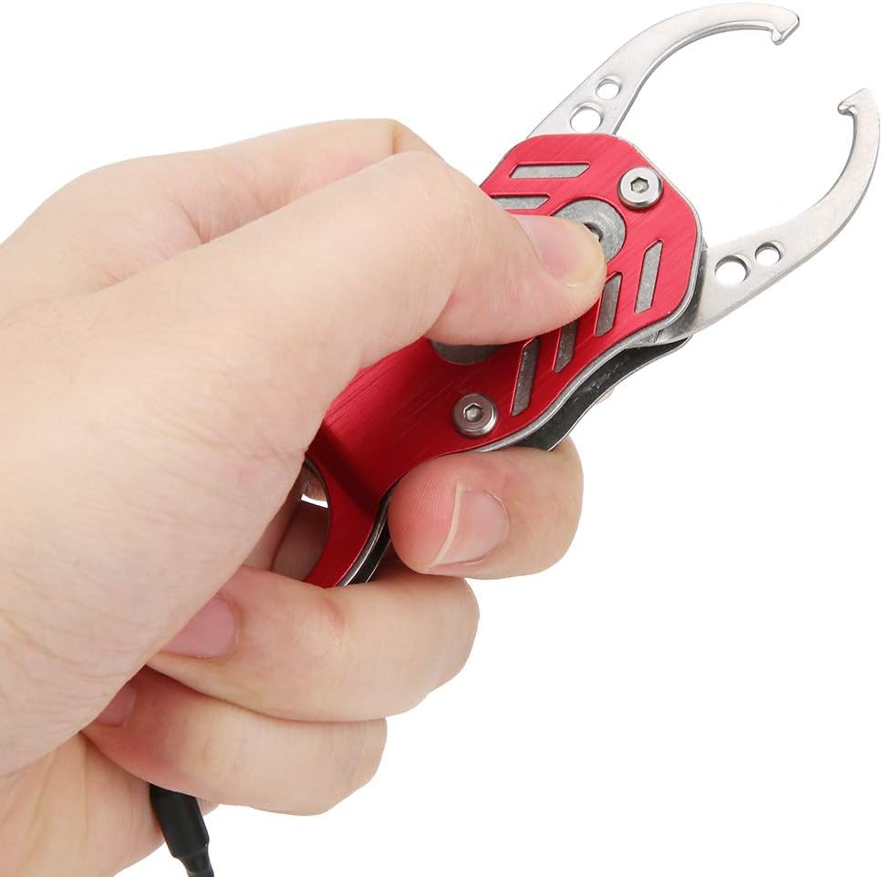 Mini abrazadera de agarre de pesca con cuerda antipérdida, diseño de aleación de aluminio ligero para un fácil control de peces y resistencia a la