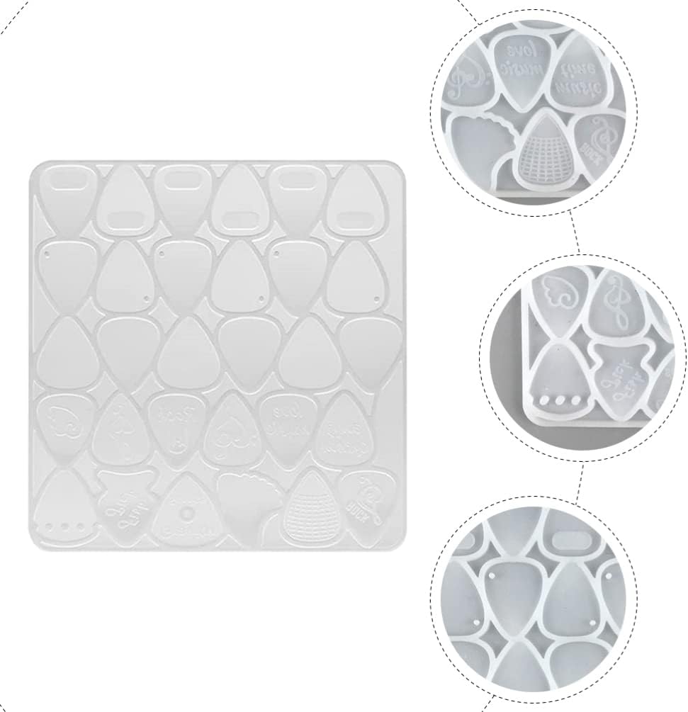 SUPVOX Moldes de resina para púas de guitarra, molde de cristal de silicona, moldes de resina epoxi, molde para llavero, molde para hacer jabón,