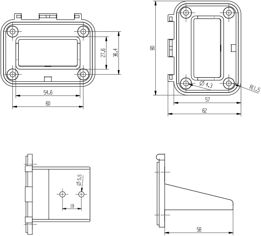 Panel de montaje de enchufe de 120 A con cubierta para conectores Anderson SB120 Placa empotrada de montaje empotrado (paquete de 2)