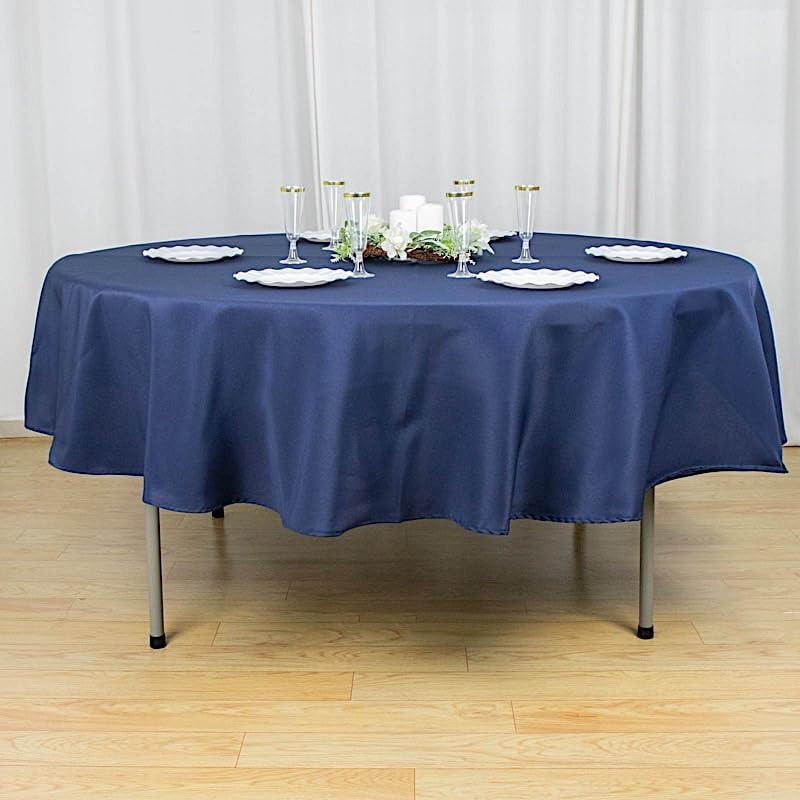 Mantel redondo de poliéster de 90 pulgadas, color azul marino, de alta calidad, para bodas, fiestas, banquetes, recepciones, eventos, cocina, comedor