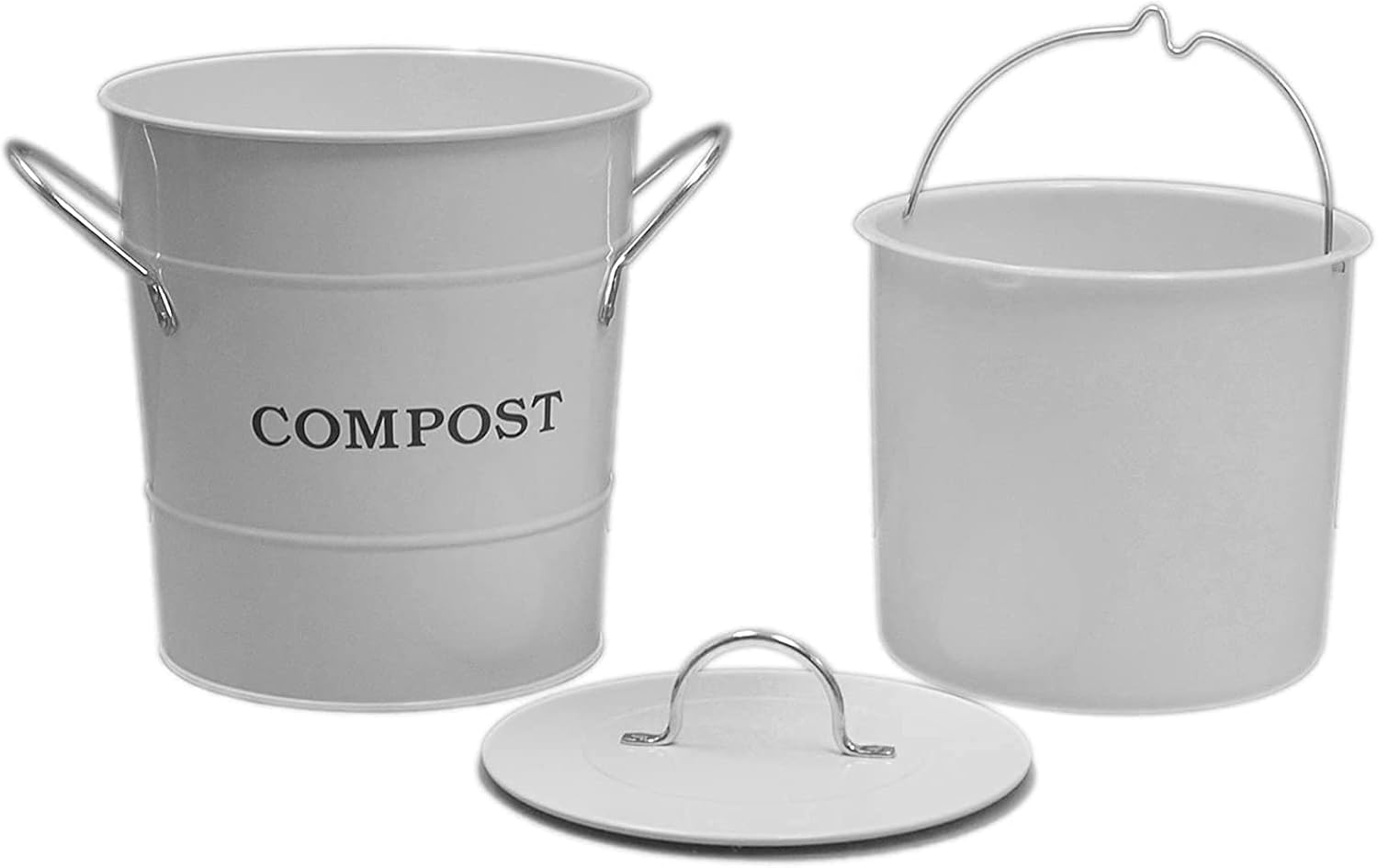 Exaco Contenedor de compost 2 en 1 para encimera de cocina, 1 galón, color blanco
