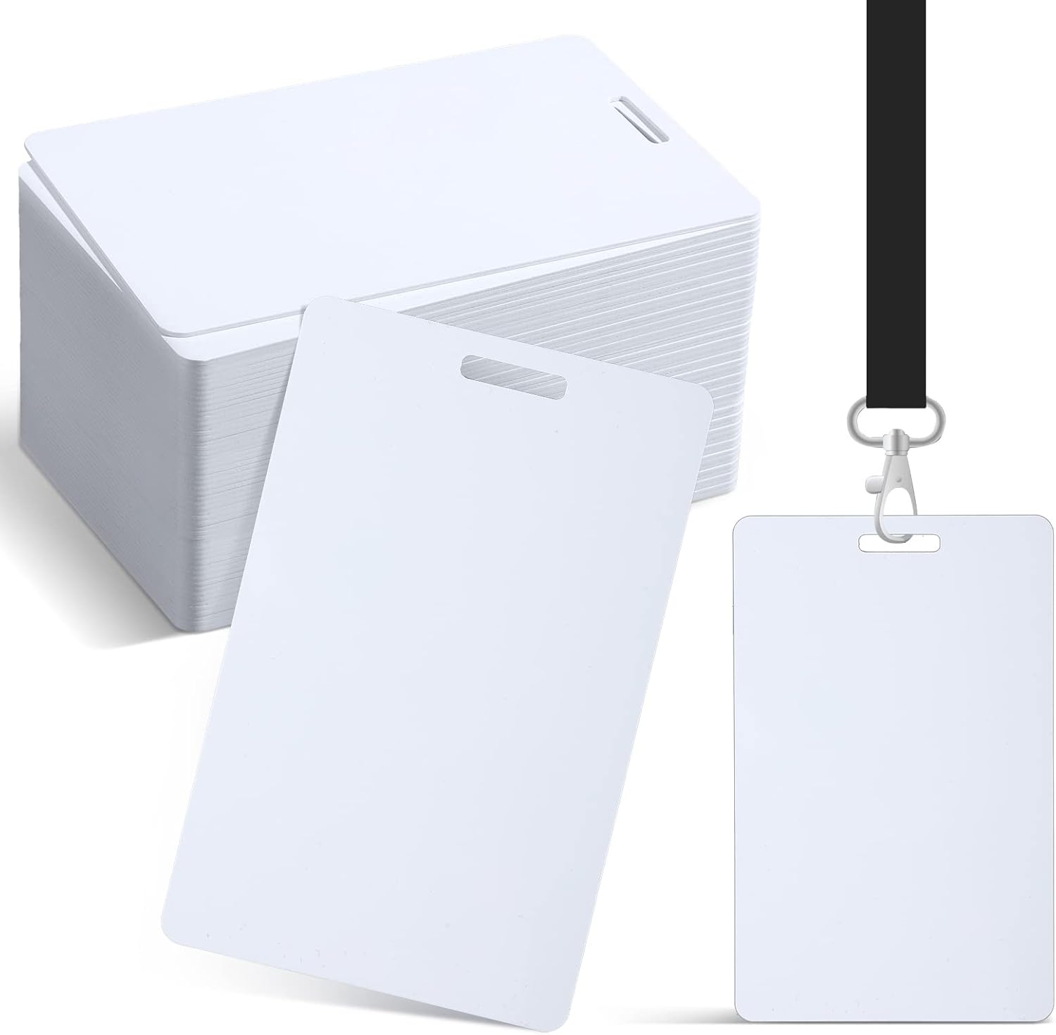 100 tarjetas blancas de PVC con ranura perforadora en ranura vertical lateral corta, tarjetas de crédito en blanco, tarjeta de identificación con