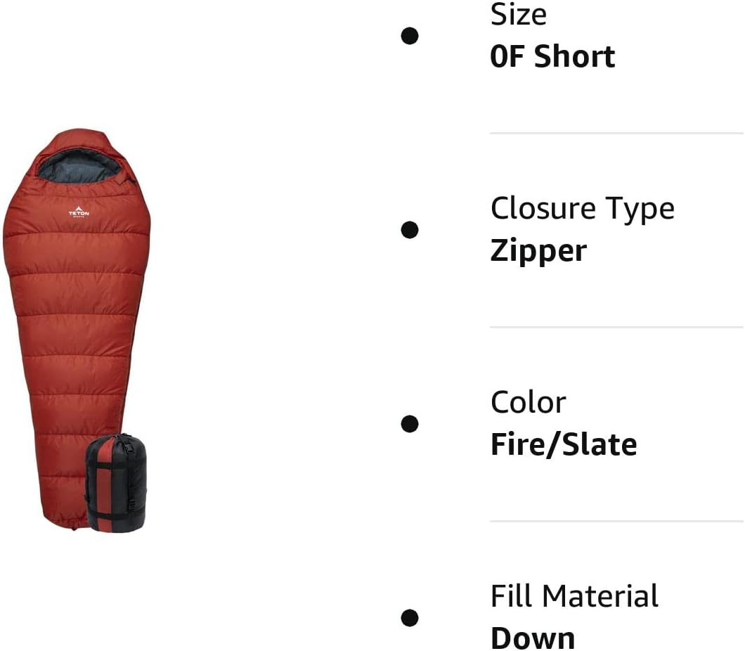 TETON Sports LEEF Saco de dormir ultraliviano, estilo momia, saco de compresión incluido.