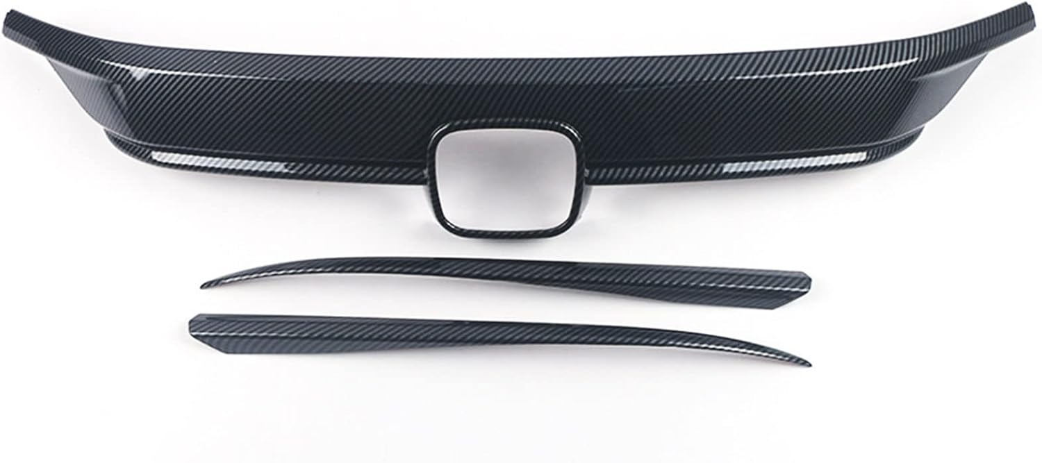 Accesorios de coche para capó de parrilla superior delantera exterior para Honda Civic 11 generación 2022-2023 ABS 3 piezas (estilo fibra de carbono)