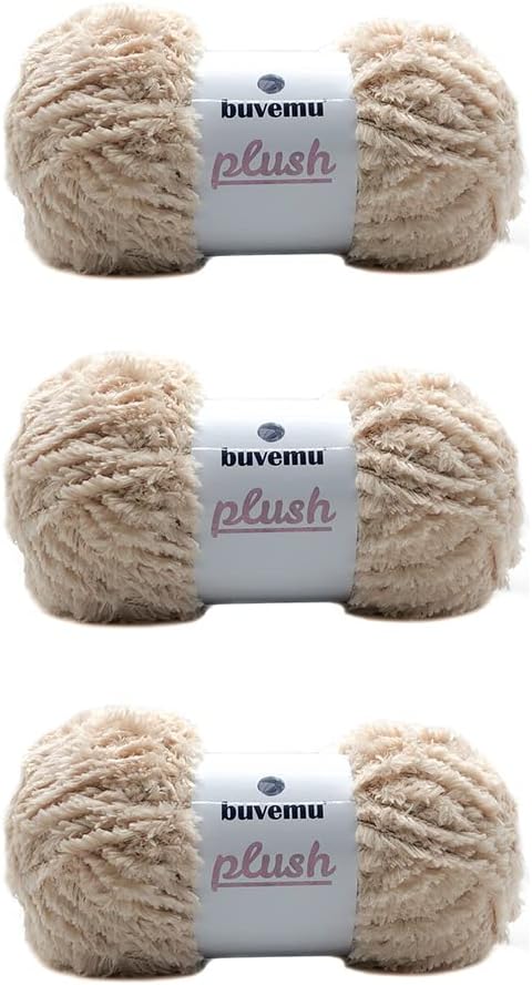 Buvemu Hilo voluminoso de piel sintética de felpa, súper suave y esponjoso para tejer ganchillo y manualidades, 3.53 onzas, 109 yardas (328.1 ft)
