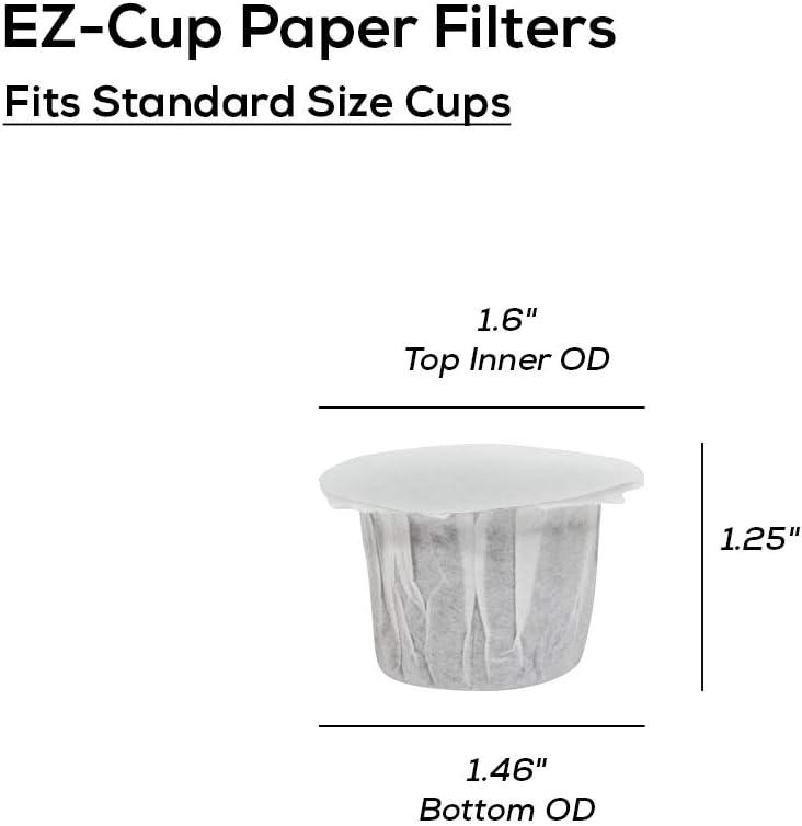 Perfect Pod EZ-Cup Filtros de café de papel con tapa patentada para cafeteras de una sola porción y cápsulas de café, compatibles con Keurig,