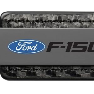 Compatible con Ford F-150 Gunmetal Negro Gris Metal Fibra de Carbono Textura Negro Cuero Llavero Compatible con Ford F-150 Gunmetal Negro Gris Metal Fibra de Carbono Textura Negro Cuero Llavero