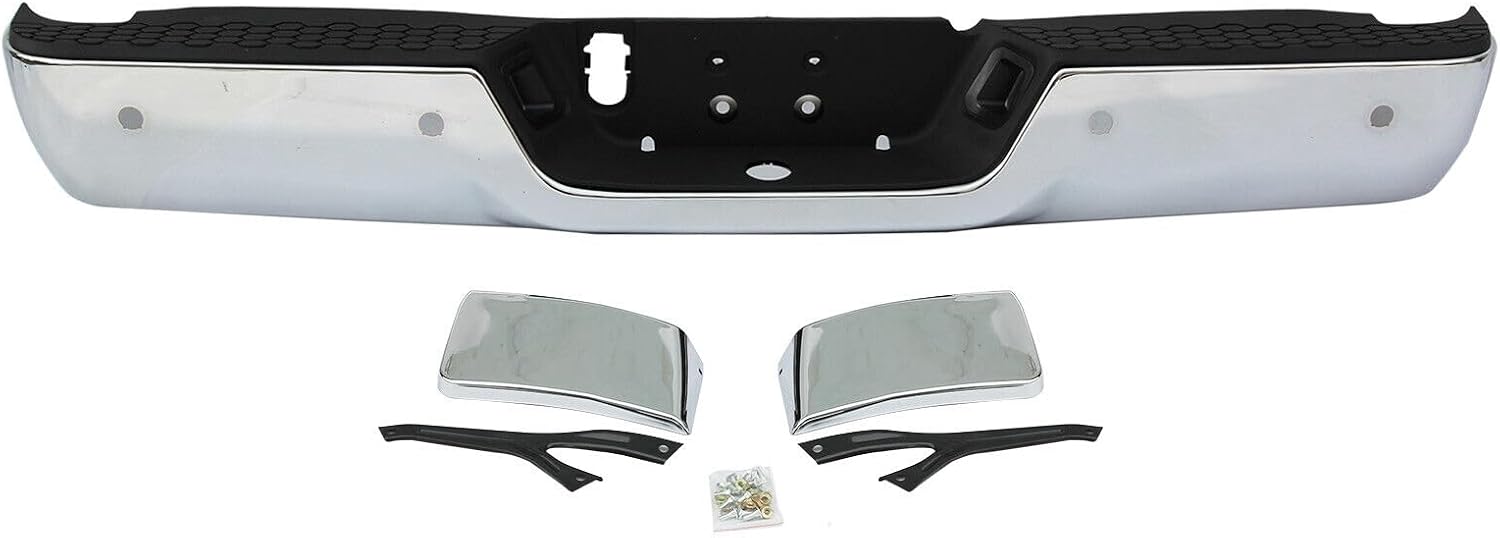 Parachoques trasero cromado para Dodge Ram 1500 2009-2018, Ram 2500 3500 2010-2012, con orificios de sensor de ayuda de estacionamiento, sin escape
