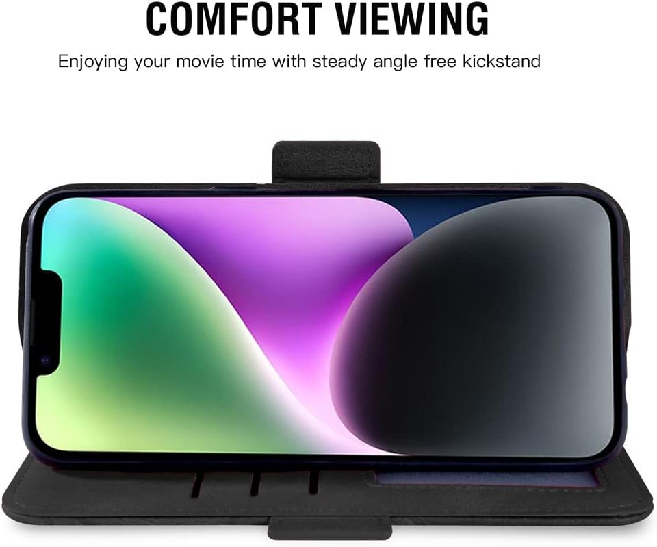 Asuwish Funda compatible con iPhone 14 de 6.1 pulgadas y protector de pantalla de vidrio templado, soporte de ranura para tarjetas, soporte para
