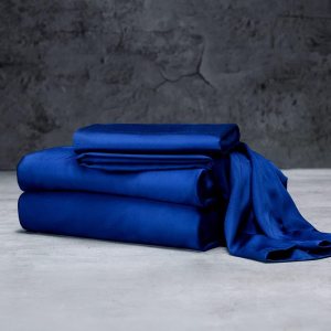 LUXOME Juego de sábanas de lujo, 100% rayón (viscosa) de bambú, tamaño King, zafiro, bolsillos profundos, juego de 4 piezas (plisado, plano, 2 LUXOME Juego de sábanas de lujo, 100% rayón (viscosa) de bambú, tamaño King, zafiro, bolsillos profundos, juego de 4 piezas (plisado, plano, 2