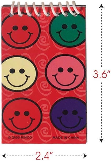 ArtCreativity Mini bloc de notas de cara sonriente, paquete de 12, blocs de notas de emoticonos pequeños con cubiertas coloridas de arcoíris,
