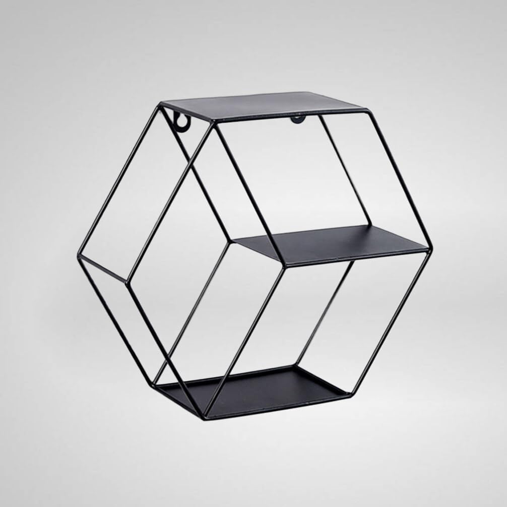 Garneck Estantes flotantes hexagonales para colgar en la pared, estante rústico de granja, soporte de metal para decoración de pared,