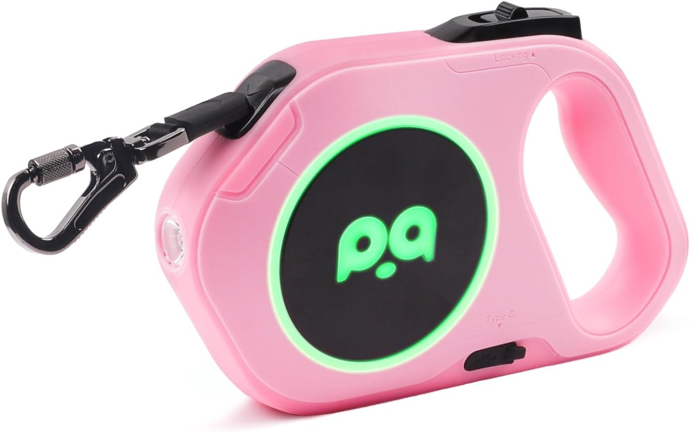 QQPETS Correa retráctil para perro con luz LED recargable, cinta de nailon resistente de 16 pies para paseos nocturnos de hasta 88 libras de