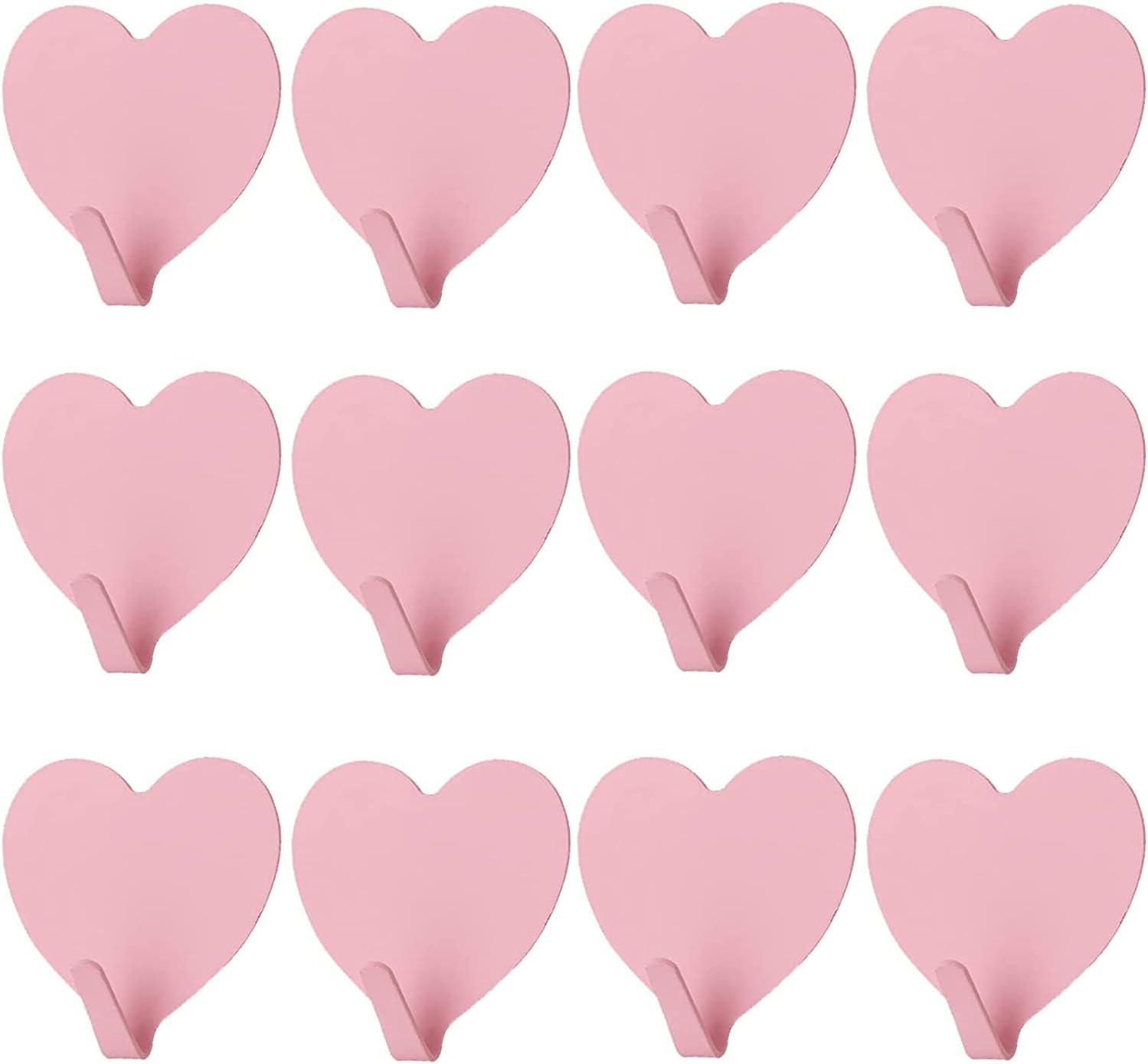 Paquete de 12 ganchos decorativos de pared en forma de corazón, gancho de pared adhesivo fuerte de acero inoxidable para el hogar, cocina, baño