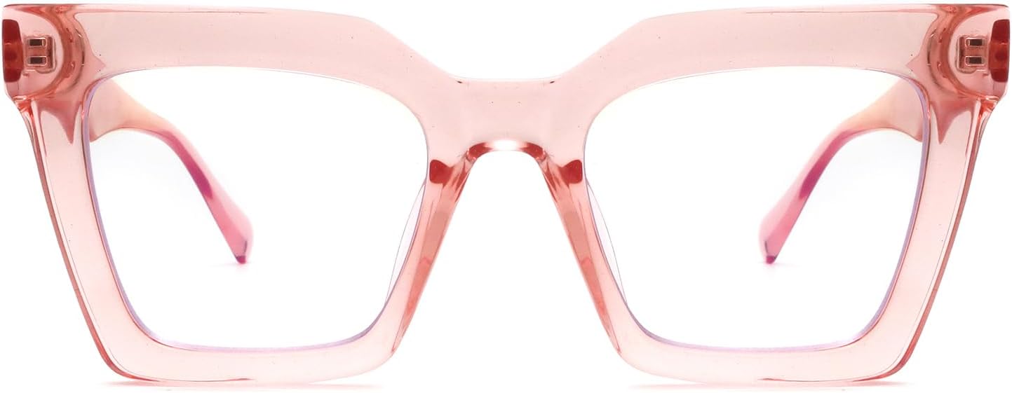 HGIOOIGH Elegantes anteojos de lectura cuadrados de gran tamaño para mujer, bloqueo de luz azul, a la moda, lindos lectores de computadora, estilo