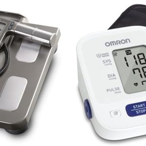 Omron Monitor de composición corporal con báscula, 7 indicadores de fitness, memoria de 90 días y monitor de presión arterial de bronce, puño Omron Monitor de composición corporal con báscula, 7 indicadores de fitness, memoria de 90 días y monitor de presión arterial de bronce, puño