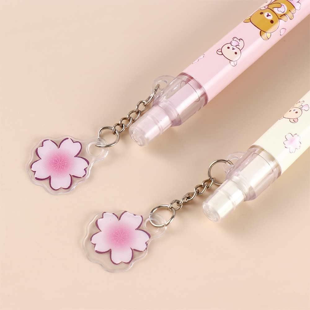 2 lápices mecánicos Kawaii Sakura de dibujos animados de oso mecánico de 0.020 in0.028 in, lápices automáticos, herramienta de escritura, escuela,