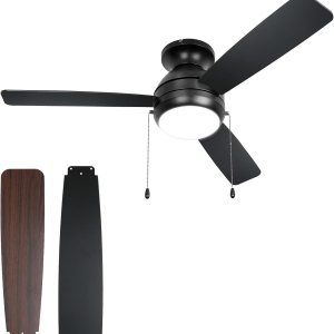 hykolity Ventilador de techo de montaje empotrado de 44 pulgadas con luces LED (3000 K4000 K6000 K), cadena de tracción, motor reversible hykolity Ventilador de techo de montaje empotrado de 44 pulgadas con luces LED (3000 K4000 K6000 K), cadena de tracción, motor reversible