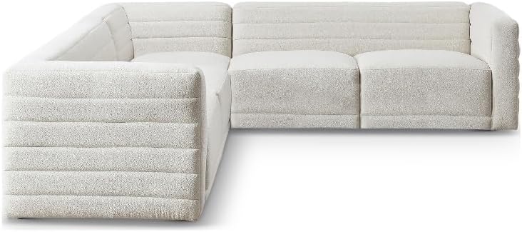 Rosebowl – Sofá simétrico de esquina de esquina de tela de boucle crema