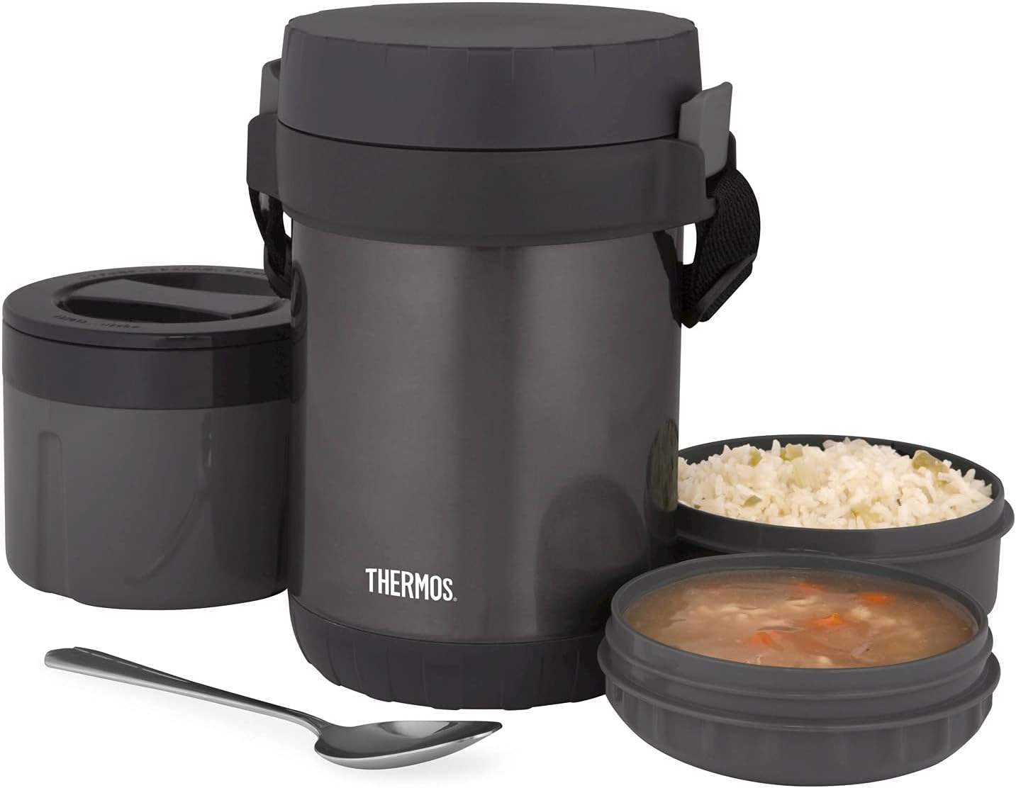GreenLyfe Thermos JBG1800SM4 – Transportador de comida todo en uno de acero inoxidable aislado al vacío con cuchara, humo