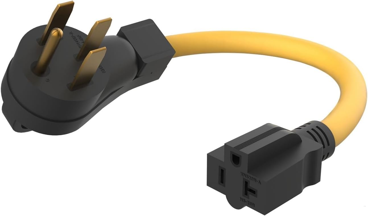 240 V a 120 V NEMA 14-50P a 5-15R5-20R Adaptador de hoja en T 12AWG STW cables de cobre RV Generador Adaptador de cable de alimentación 50 Amp a 20