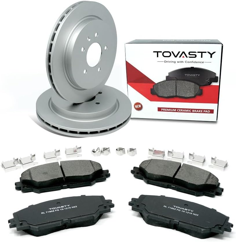 Delantero Kit de pastillas de freno y rotores TOVASTY para Kia Sportage 2005-2010 E-Coated BKC2209
