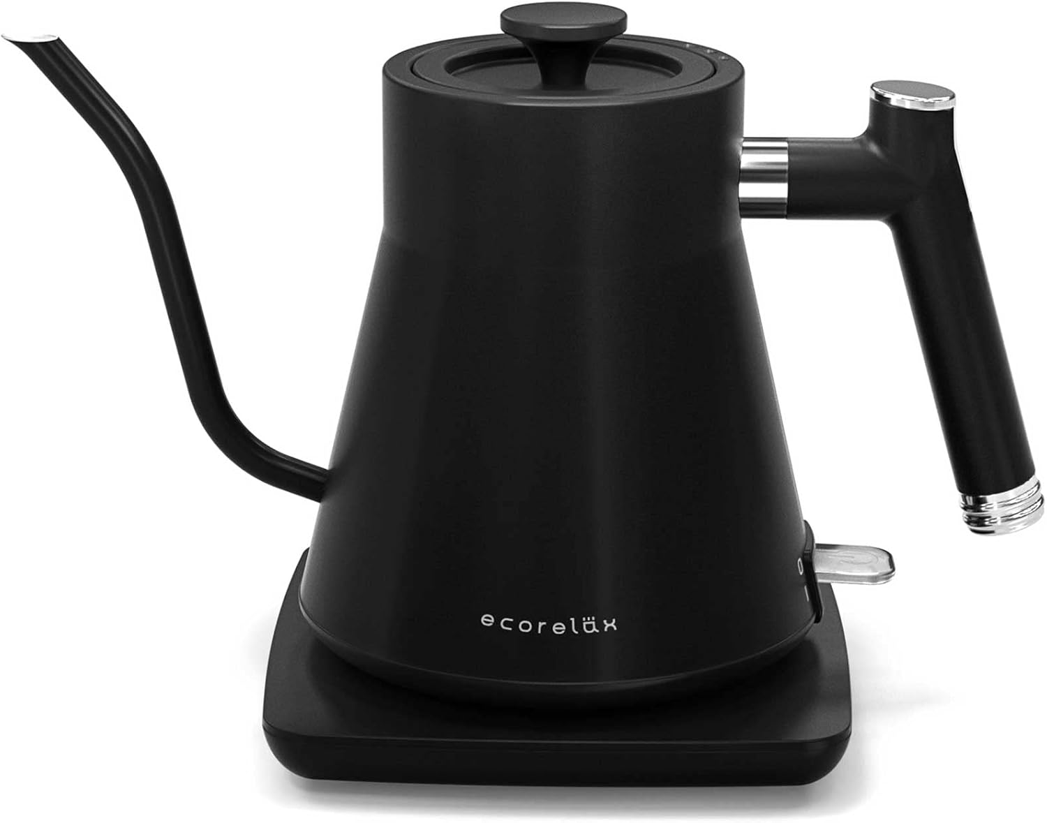 ECORELAX Hervidor eléctrico de cuello de cisne, tetera para café y té, interior 100% de acero inoxidable con diseño a prueba de fugas, calentamiento