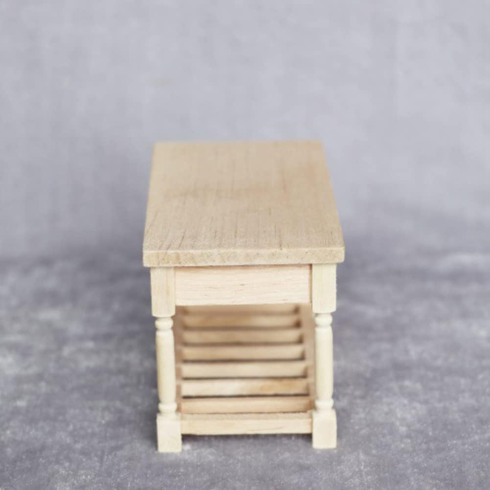 shlutesoy 112 casa de muñecas Mini mesa de comedor de 2 cajones modelo de muebles de cocina escena madera