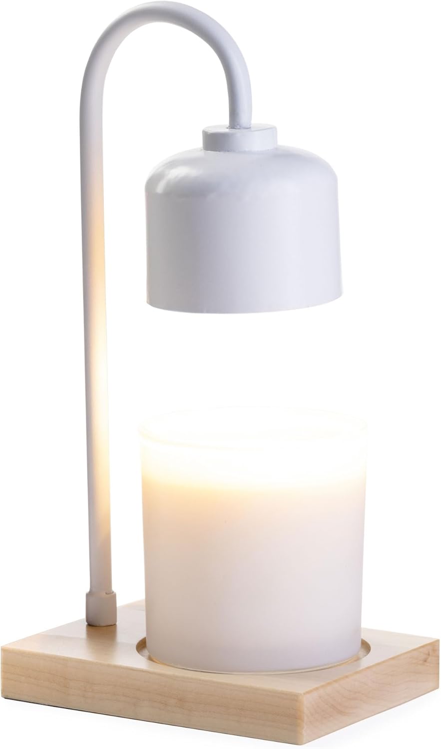 CANDLE WARMERS ETC. Lámpara calentadora de velas arqueadas para derretir velas de arriba hacia abajo, color blanco