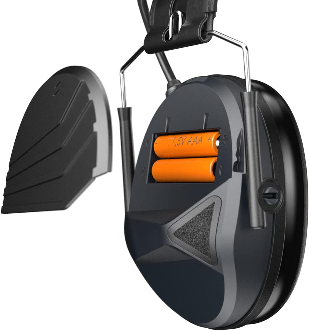Defender Safety Decitech E1 – Protección auditiva activa electrónica, disparo, rango, caza, orejeras tácticas, 24 NNR clasificado.