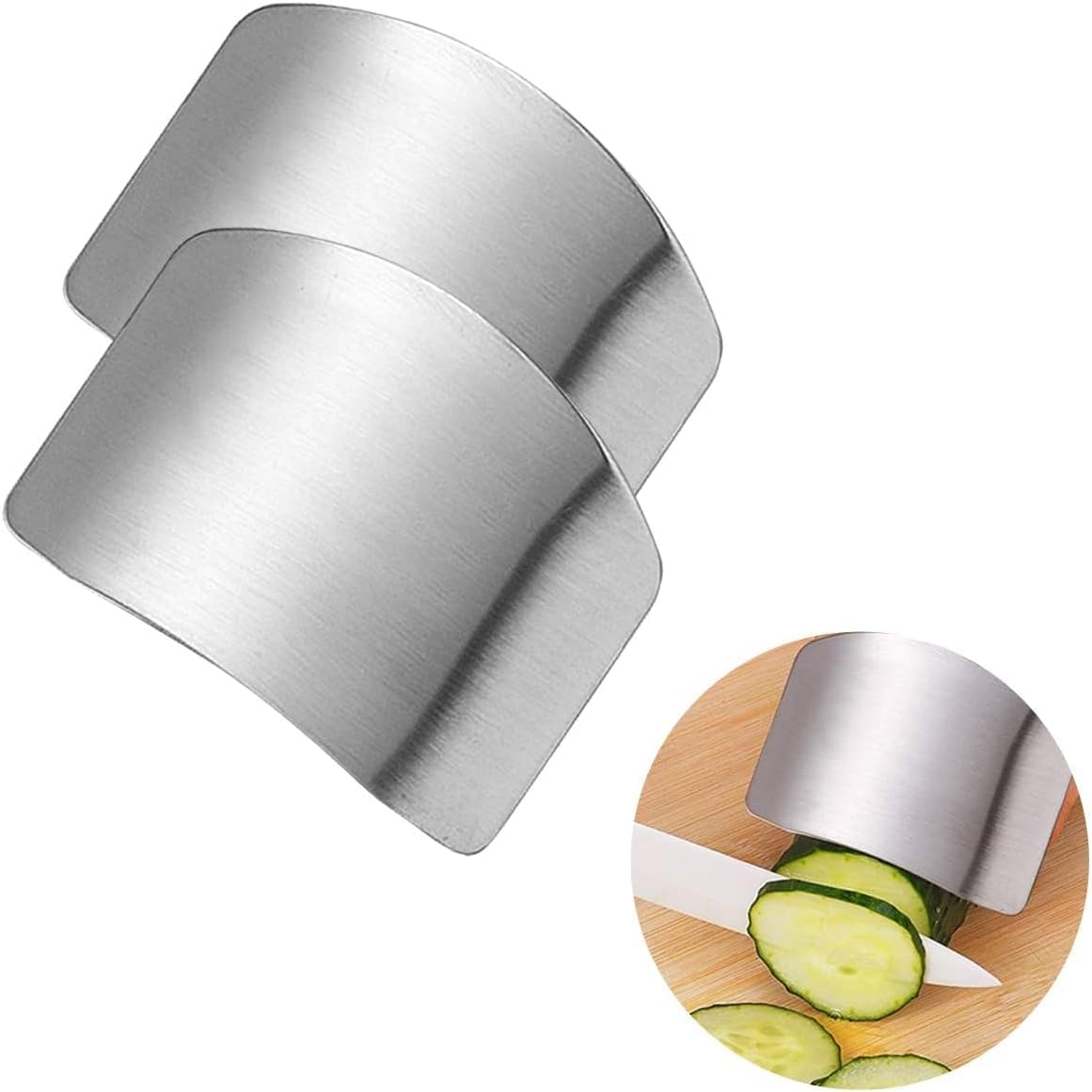 ZOCONE Protector de dedos de acero inoxidable, 2 protectores de dedos para cortar verduras, herramienta de rebanar segura para manos, protector de