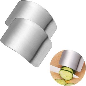 ZOCONE Protector de dedos de acero inoxidable, 2 protectores de dedos para cortar verduras, herramienta de rebanar segura para manos, protector de ZOCONE Protector de dedos de acero inoxidable, 2 protectores de dedos para cortar verduras, herramienta de rebanar segura para manos, protector de