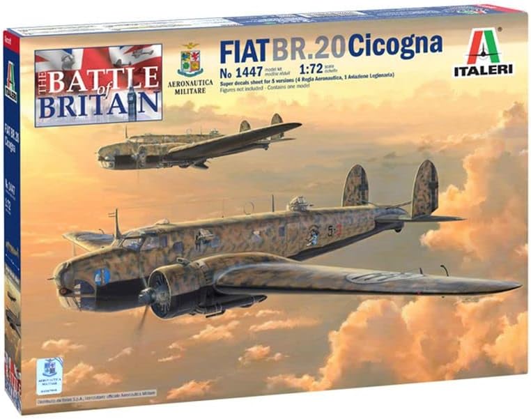 Italeri 1447S Italia 172 Fiat BR.20 Cicogna, Réplica fiel, fabricación de modelos, manualidades, afición, pegado, kit de plástico, montaje, gris