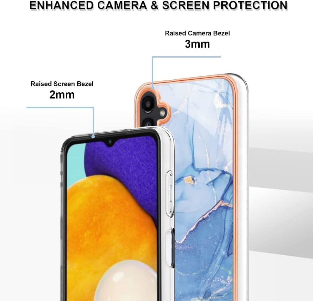 Funda para teléfono Samsung Galaxy A13 5G, A04 funda de TPU suave + patrón de mármol IMD diseño delgado mejorado cámara y protección de pantalla