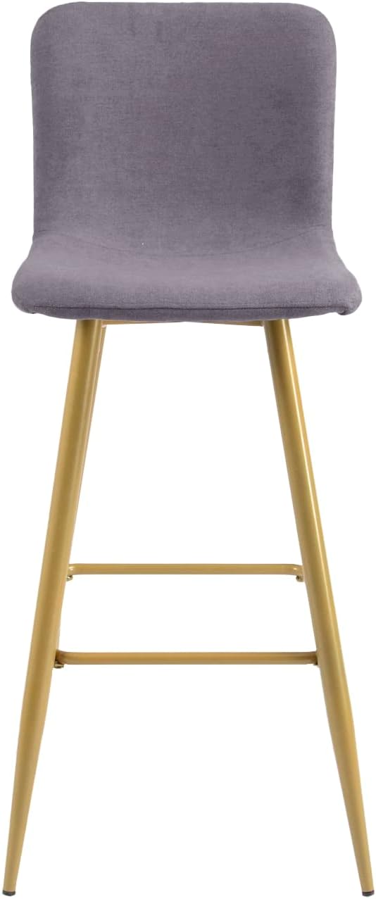 Juego de 2 taburetes de bar, tapizados de tela, altura de mostrador, respaldo bajo, sillas de comedor sin brazos con reposapiés, 30 pulgadas, gris