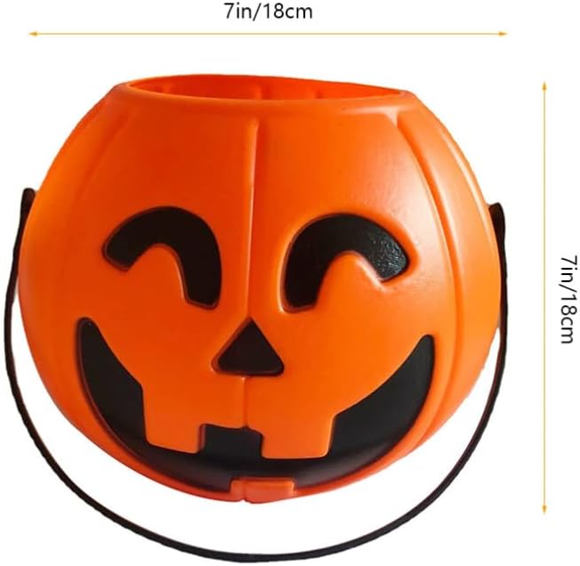 VALICLUD Cubo de Halloween para Halloween, soporte portátil de plástico multiusos para regalos de fiesta, suministros de decoración del hogar, cubo