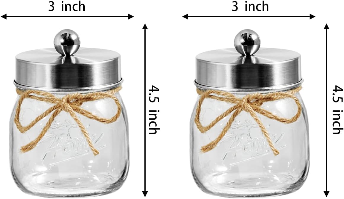 SheeChung dispensador de hisopos, Acero inoxidable, Níquel cepillado, Paquete de 2