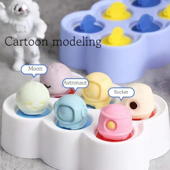 Space Astronauts – Juego de 6 moldes de silicona para hacer paletas de helados, moldes de helado congelados, accesorios de cocina, fácil liberación,