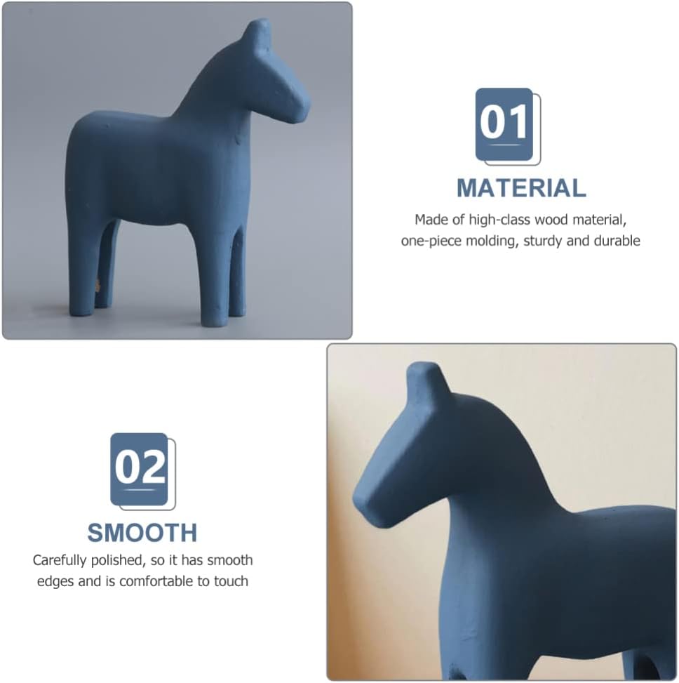 Veemoon Dal – Figura de caballo de madera con figura de caballo sueco, adorno de escritorio para regalos, decoración de casa y oficina, decoración