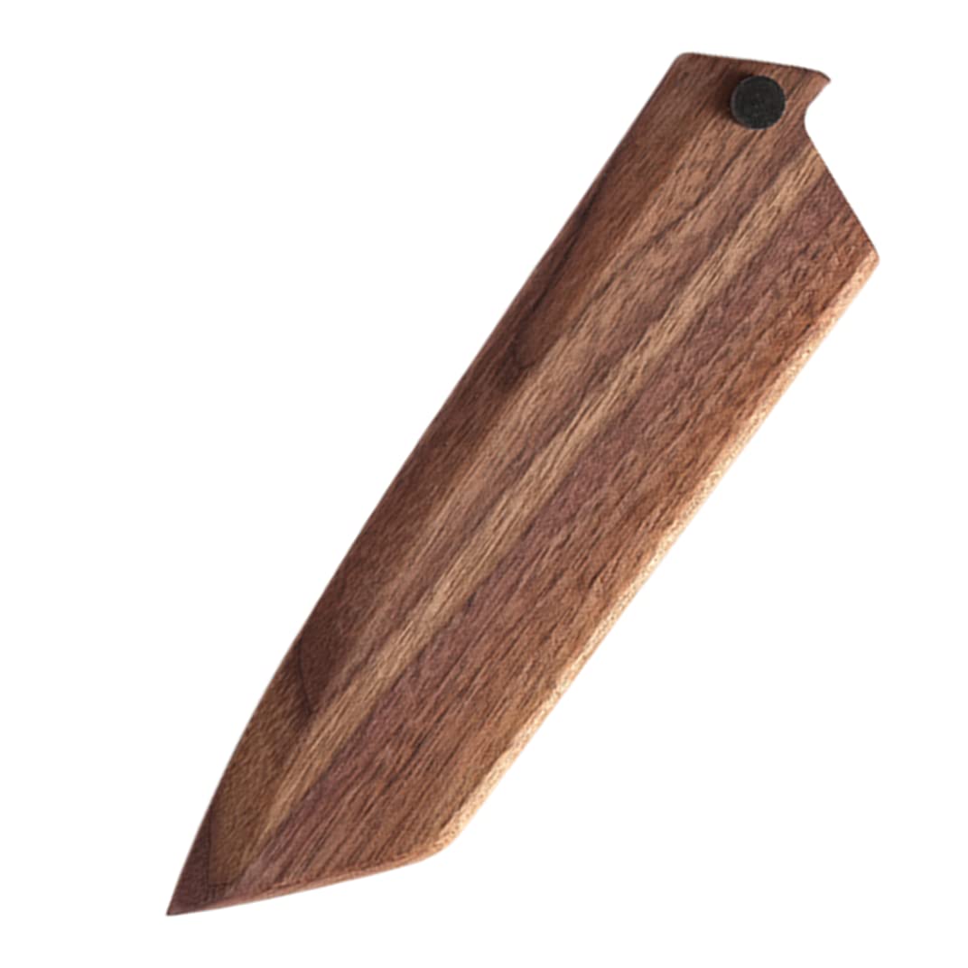 Aibote Funda magnética hecha a mano para cuchillos de chef Kiritsuke de madera de nogal negro natural, funda protectora de madera (entrada de bisel,