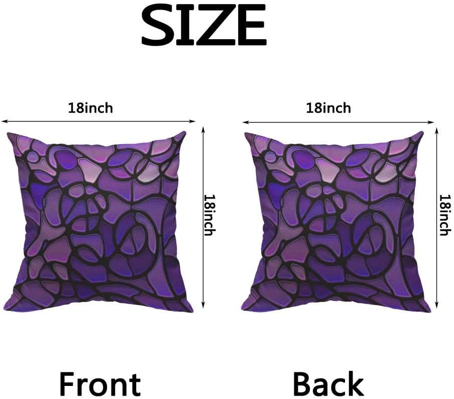 HOSNYE Funda de almohada de lino y algodón con mosaico de vidrio, color morado, abstracto, manchado, fundas de cojín decorativas para el hogar,