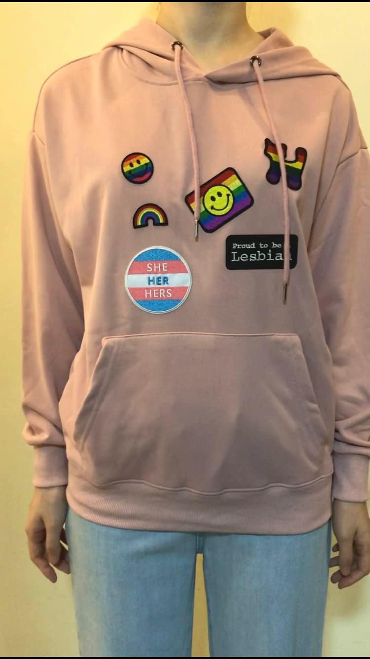 Parches del orgullo del mes del orgullo, gay lesbiana LGBT Rainbow Smile Face bordado para planchar en el juego de 2 piezas