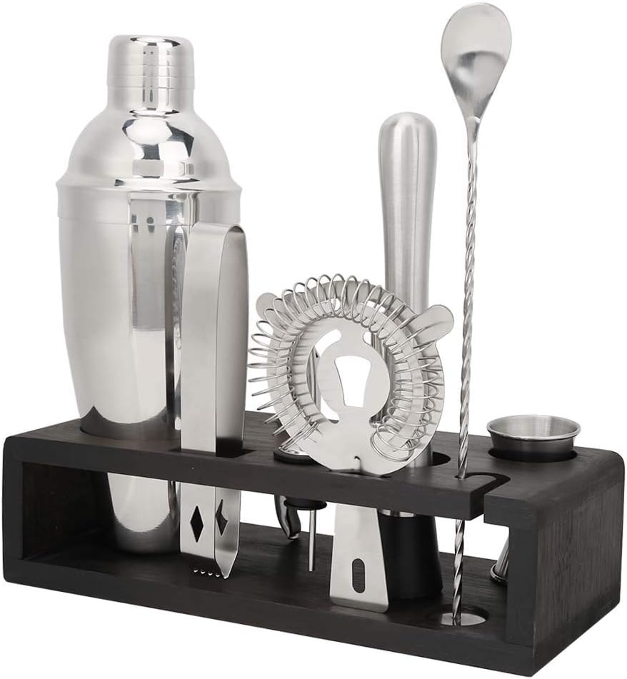Juego de cocteleras de acero inoxidable, 10 piezas, juego de cocteleras de acero inoxidable para el hogar, kit de herramientas de bar de barman,